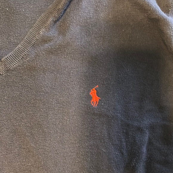 Ralph Lauren Blue V-Neck Sweater with Red Logo - Picture 3 of 3